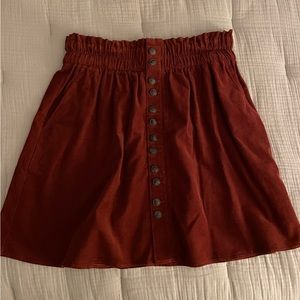 Madewell paperbag button-front corduroy skirt